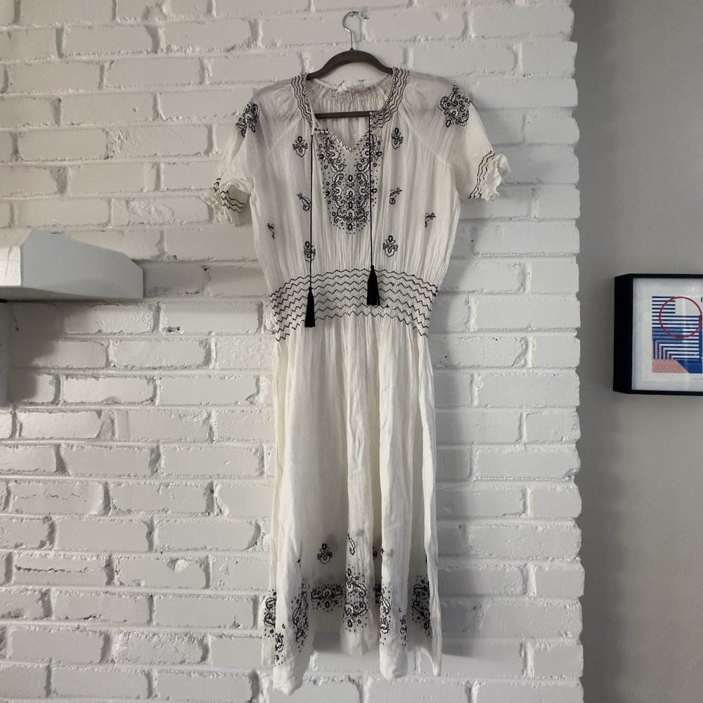The Great Ivory & Black Embroidered Dress